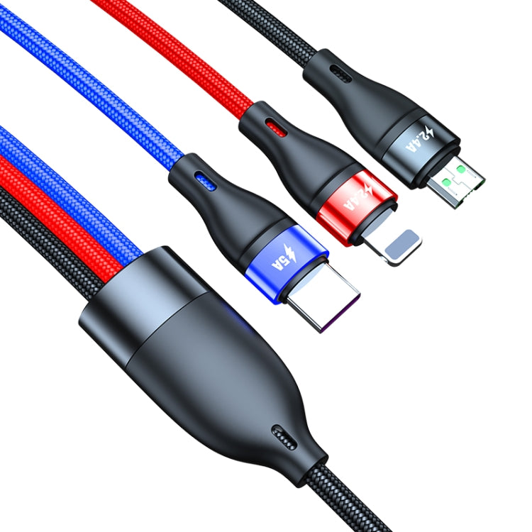 Cavo di ricarica rapida da USB a micro USB da 40 W 5 A + USB-C/Type-C + 8 pin, lunghezza cavo: 2 m, 2m