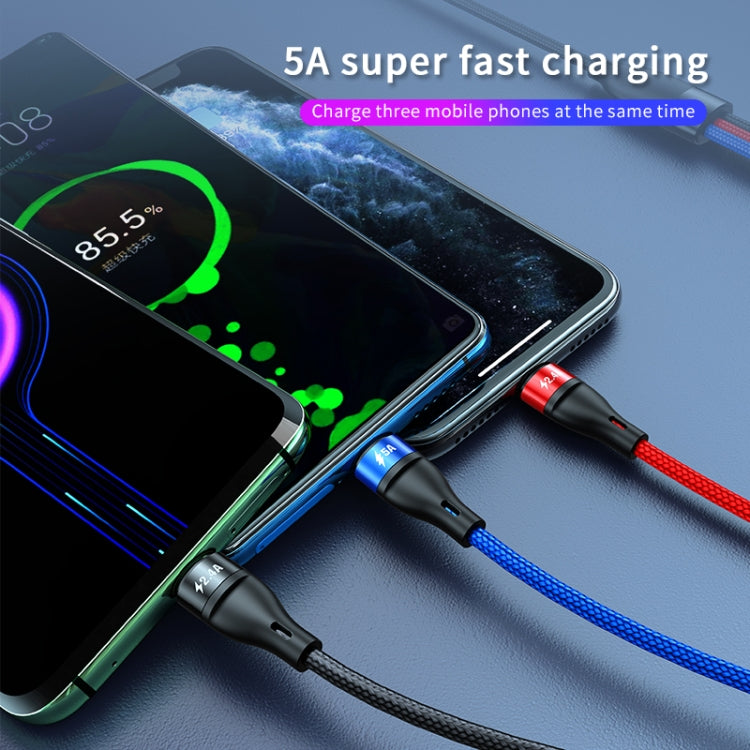 Cavo di ricarica rapida da USB a micro USB da 40 W 5 A + USB-C/Type-C + 8 pin, lunghezza cavo: 2 m, 2m
