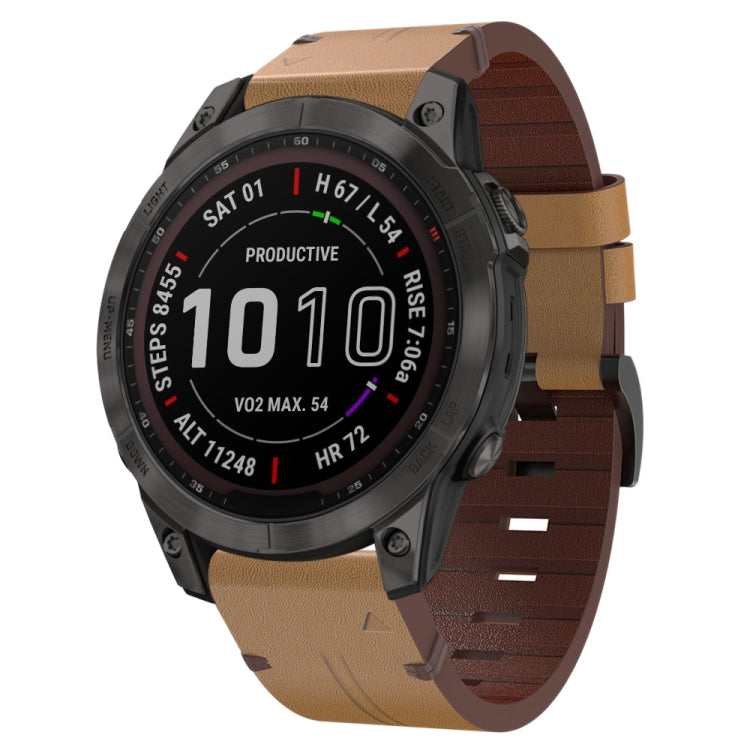 Cinturino per orologio in pelle con fibbia in acciaio da 22 mm, For Garmin Fenix 7 Sapphire Solar, For Garmin Fenix 7, For Garmin Fenix 7 Solar, For Garmin EPIX Gen 2, For Garmin Instinct 2, For Garmin Instinct, For Garmin Descent G1