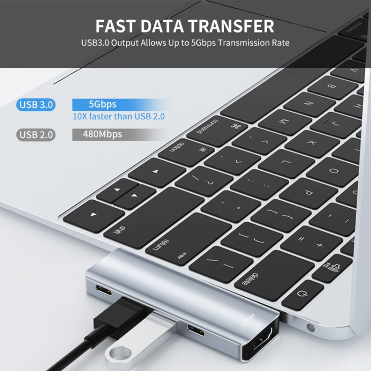 Adattatore docking station ENKAY Hat-Prince 5 in 2 Hub Type-C a 4K HDMI / USB 3.0 per MacBook