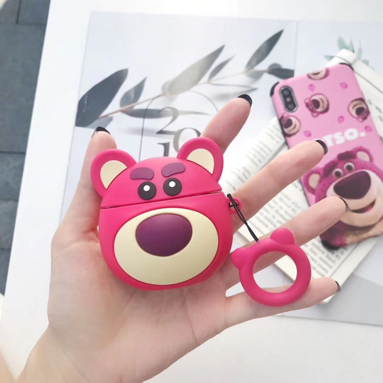 Custodia protettiva per Airpods Red Bear Scatola portaoggetti per auricolari Bluetooth Borsa antigoccia con corda ad anello in silicone