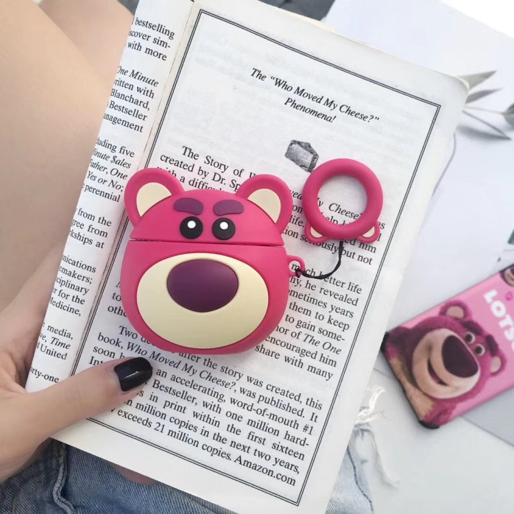 Custodia protettiva per Airpods Red Bear Scatola portaoggetti per auricolari Bluetooth Borsa antigoccia con corda ad anello in silicone
