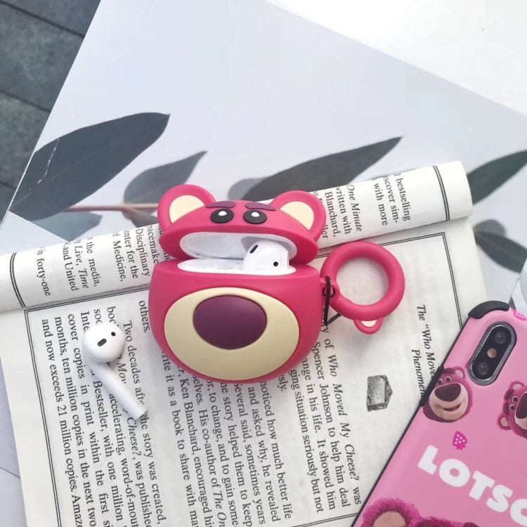 Custodia protettiva per Airpods Red Bear Scatola portaoggetti per auricolari Bluetooth Borsa antigoccia con corda ad anello in silicone