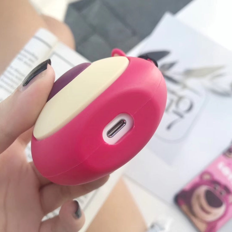 Custodia protettiva per Airpods Red Bear Scatola portaoggetti per auricolari Bluetooth Borsa antigoccia con corda ad anello in silicone