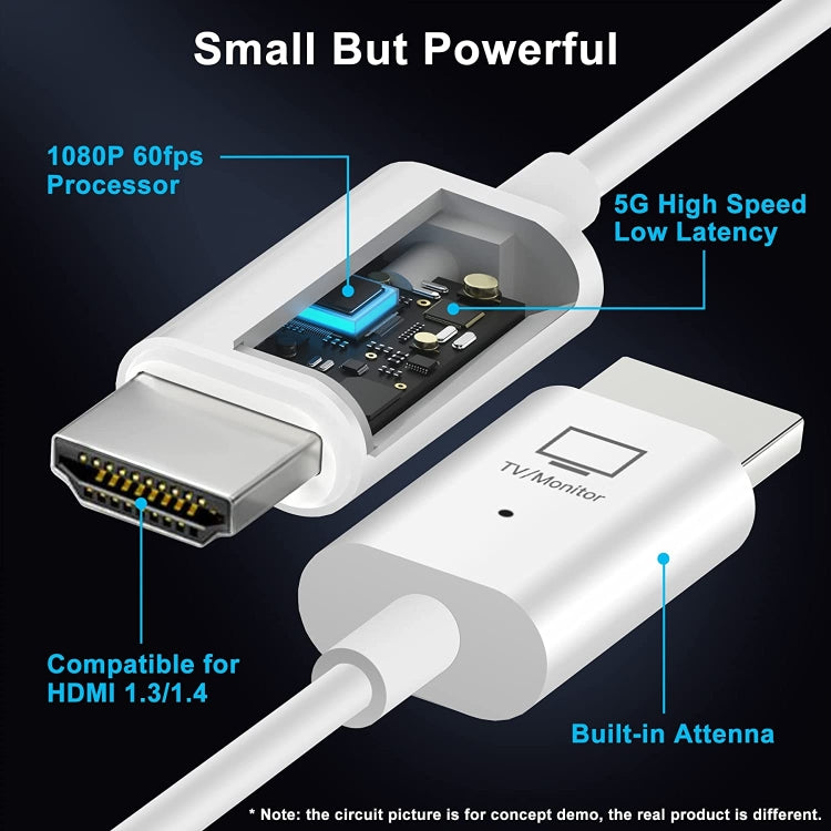 Kit trasmettitore e ricevitore HDMI wireless, adattatore di estensione wireless HDMI, proiezione audio video 1080P 60fps per PC, laptop, fotocamera su HDTV/proiettore