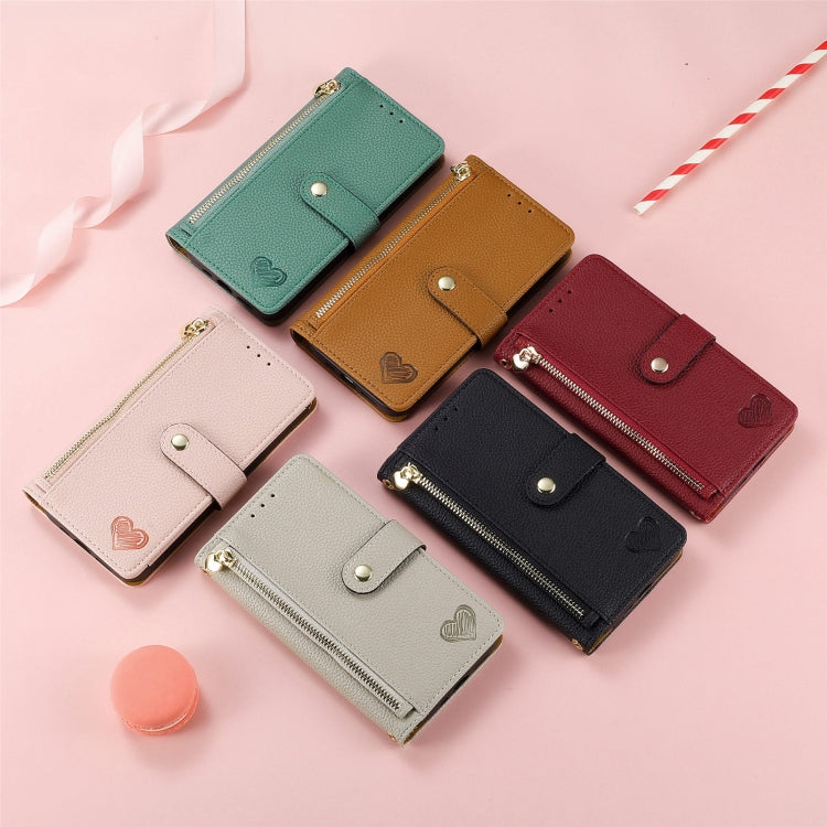 Custodia per telefono in pelle con cordino Love Zipper, For iPhone 7 / 8 / SE 2022, For iPhone 12 / 12 Pro, For iPhone X / XS, For iPhone 7 Plus / 8 Plus