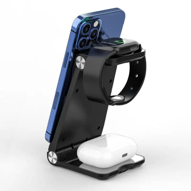 Stazione di ricarica rapida certificata T8 QI Dock di ricarica dal design pieghevole 3 in 1, T8