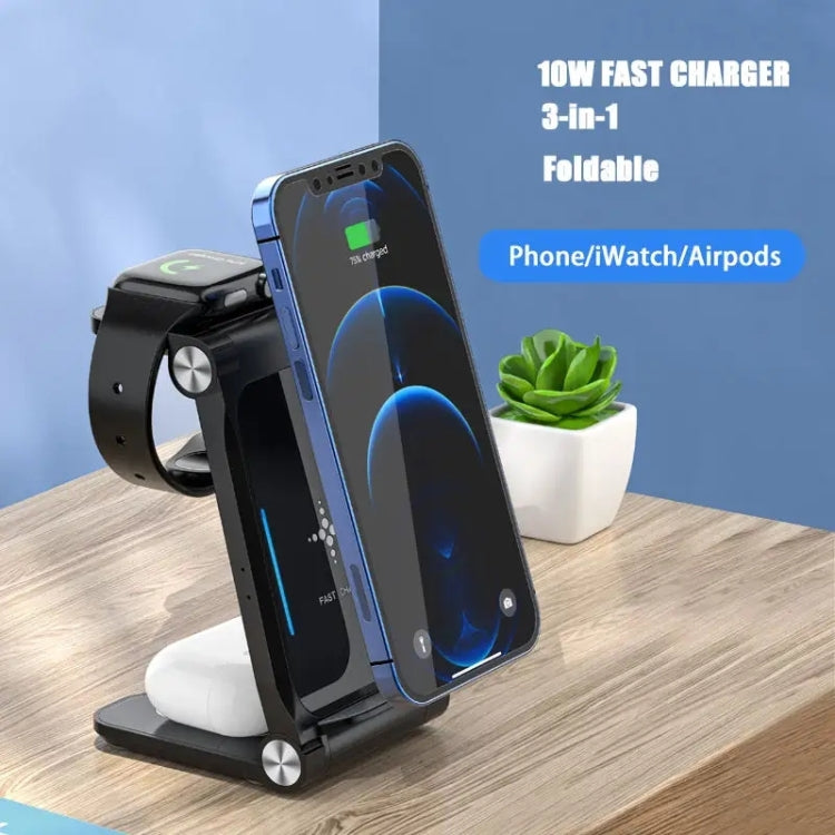 Stazione di ricarica rapida certificata T8 QI Dock di ricarica dal design pieghevole 3 in 1, T8