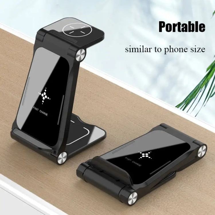 Stazione di ricarica rapida certificata T8 QI Dock di ricarica dal design pieghevole 3 in 1, T8