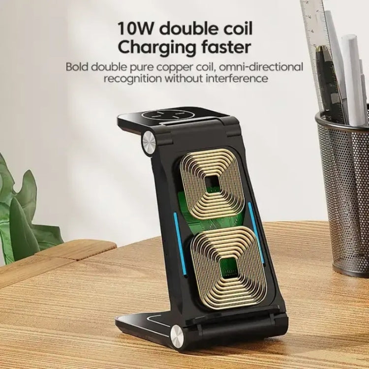 Stazione di ricarica rapida certificata T8 QI Dock di ricarica dal design pieghevole 3 in 1, T8