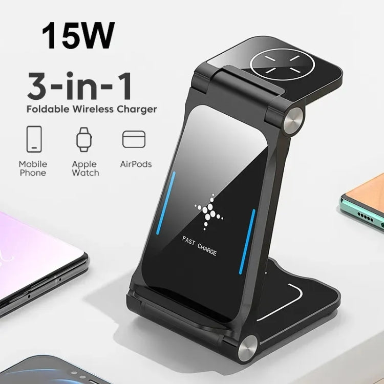 Stazione di ricarica rapida certificata T8 QI Dock di ricarica dal design pieghevole 3 in 1, T8
