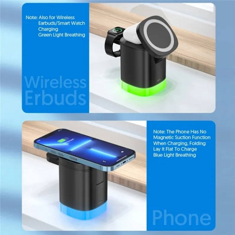 Supporto di ricarica pieghevole per caricabatterie wireless magnetico Magsafe T15 3 in 1 per iPhone / iWatch / AirPods, T15