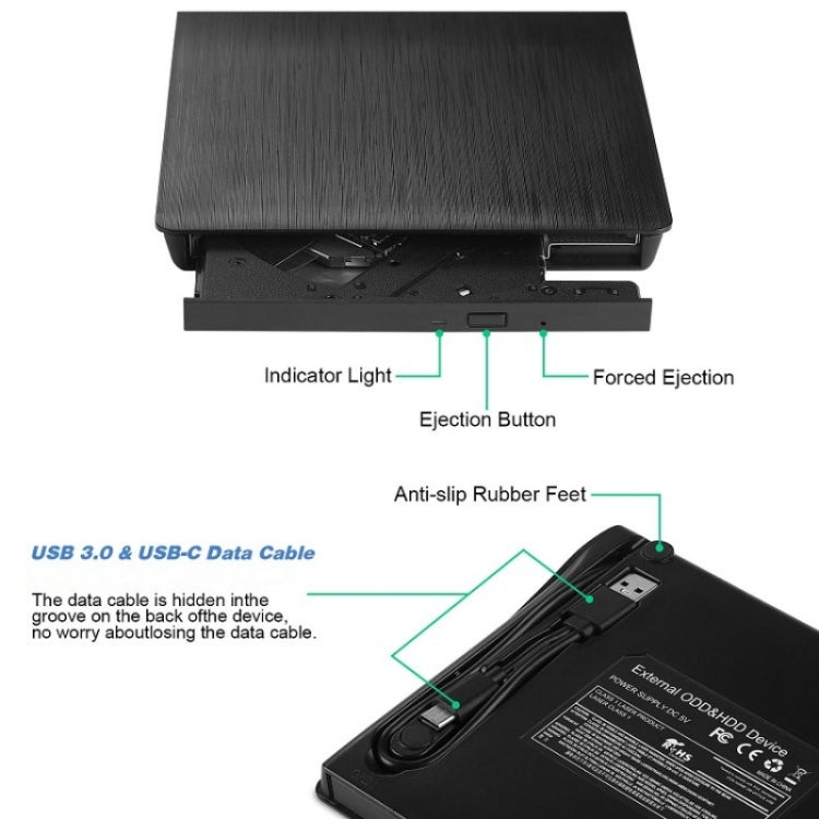 BT638 Notebook Desktop esterno USB 3.0 Lettore CD portatile Masterizzatore per unità ottica CD-RW, BT638