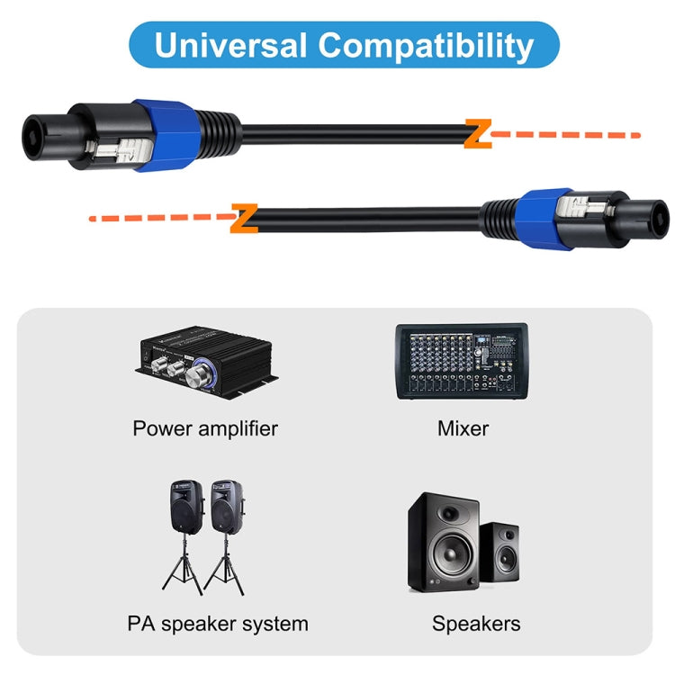 JUNSUNMAY Cavo adattatore per altoparlante audio Speakon maschio a maschio Speakon con chiusura a scatto, 6FT, 10FT, 25FT, 50FT