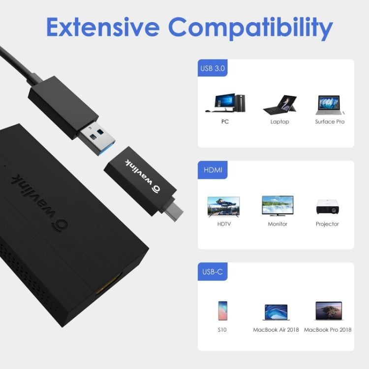 Adattatore display portatile da USB 3.0-USB-C a HDMI Wavlink UG7601HC