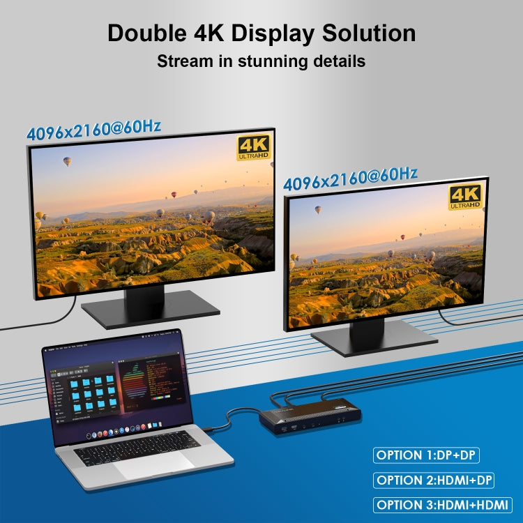 Wavlink UG69PD2 Doppia docking station integrata con ricarica rapida 4K, US Plug, EU Plug, UK Plug, AU Plug