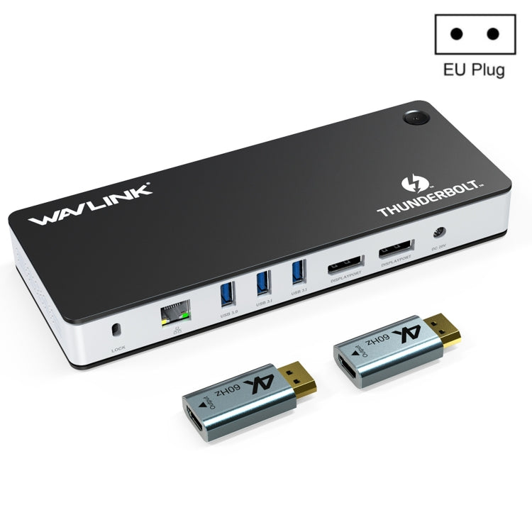 Wavlink UTD21H Docking station Thunderbolt 3 per ricarica host da 60 W Doppio display 4K Porte 11 in 1, US Plug, EU Plug, UK Plug