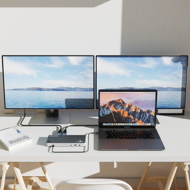 Wavlink UTD21H Docking station Thunderbolt 3 per ricarica host da 60 W Doppio display 4K Porte 11 in 1, US Plug, EU Plug, UK Plug