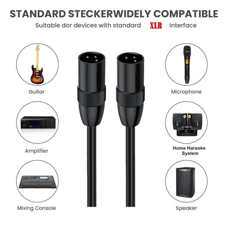 Cavo audio JUNSUNMAY XLR maschio-maschio Cavo audio a 3 pin Cavo schermato bilanciato, 0.5m, 1m, 1.5m, 2m, 3m, 5m, 10m, 15m, 20m