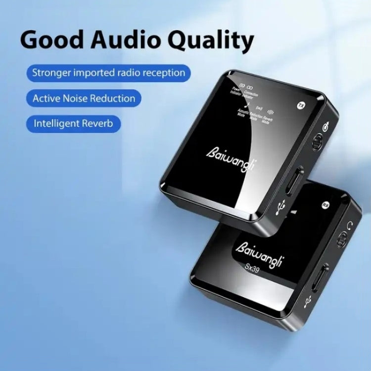 SX39 Per iPhone Microfono wireless lavalier con riduzione del rumore con doppio trasmettitore + ricevitore, For iPhone