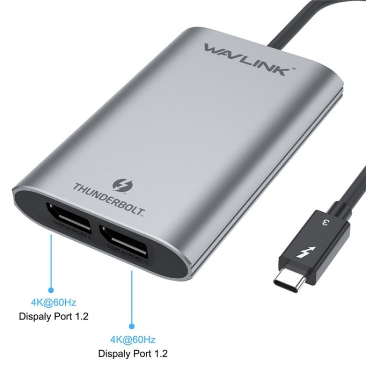 WAVLINK WL-UTA02D Convertitore adattatore Thunderbolt 3 a Dual DisplayPort Supporto 4K / 60Hz