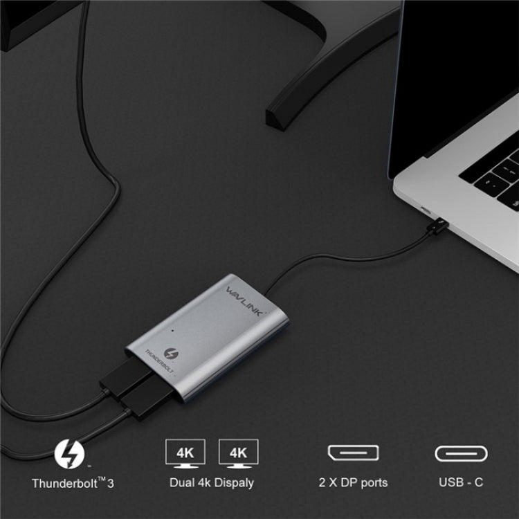 WAVLINK WL-UTA02D Convertitore adattatore Thunderbolt 3 a Dual DisplayPort Supporto 4K / 60Hz