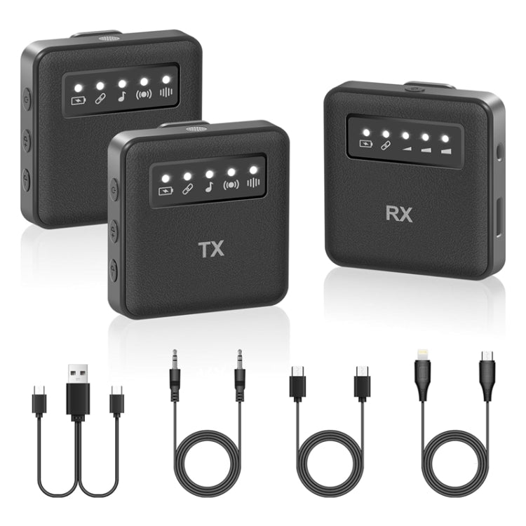 Microfono wireless lavalier USB per iPhone, iPad, Android e fotocamere, 1 To 1, 1 To 2