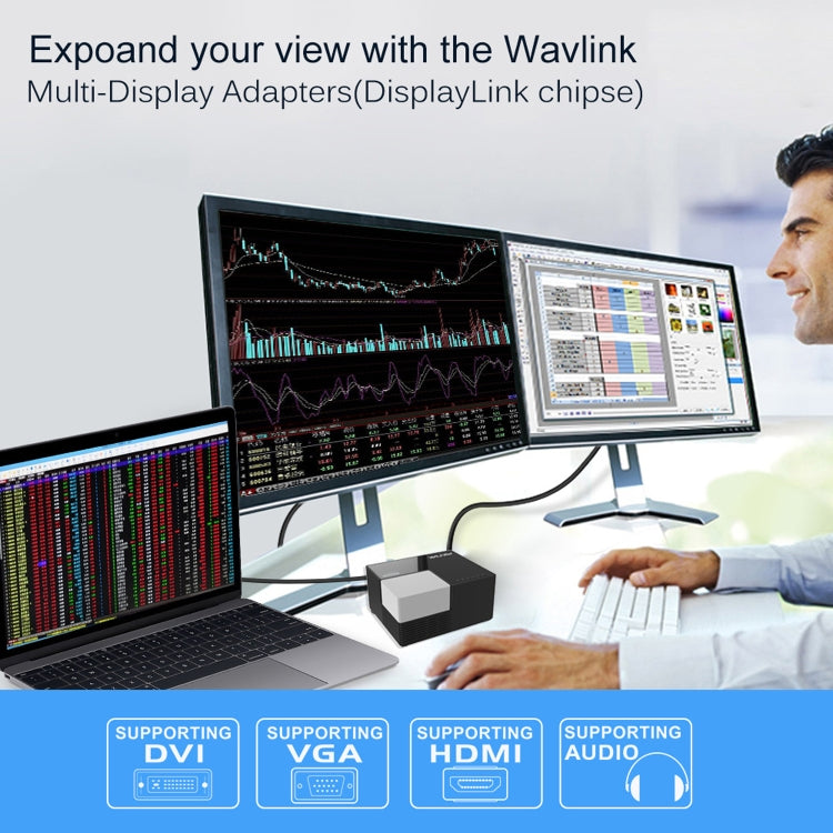 WAVLINK WL-UG39DK3 Dock video Gigabit Ethernet a ricarica rapida con doppio display Hub USB 3.0, US Plug, UK Plug, EU Plug, AU Plug