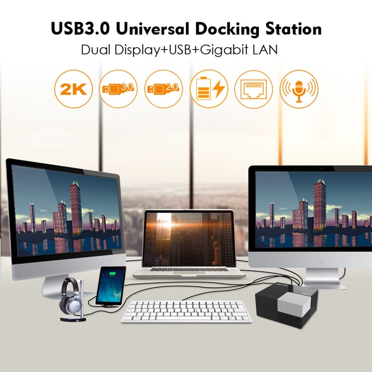 WAVLINK WL-UG39DK3 Dock video Gigabit Ethernet a ricarica rapida con doppio display Hub USB 3.0, US Plug, UK Plug, EU Plug, AU Plug