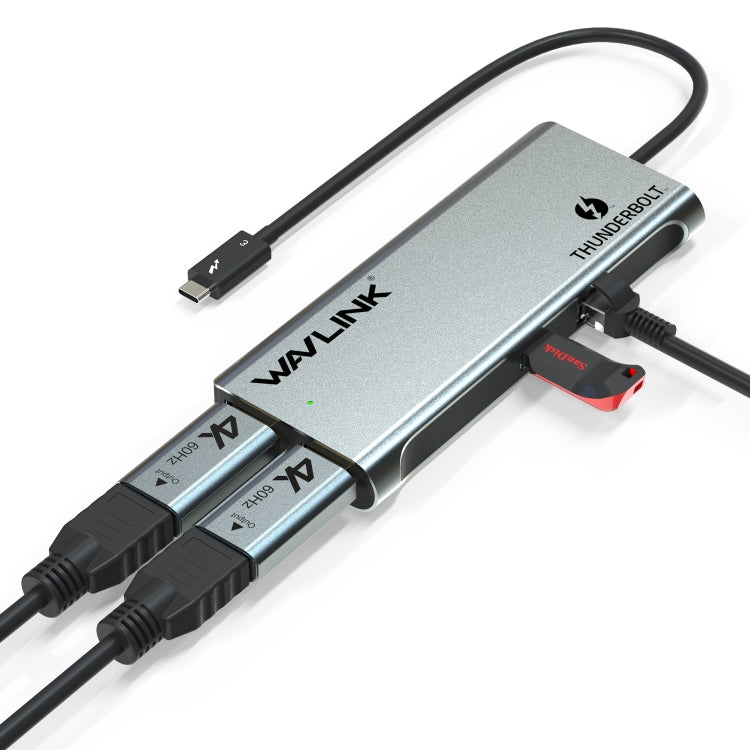 WAVLINK WL-UTD05H Convertitore mini docking station Thunderbolt 3 doppia 4K con 2 adattatori DP-HD, WL-UTD05H
