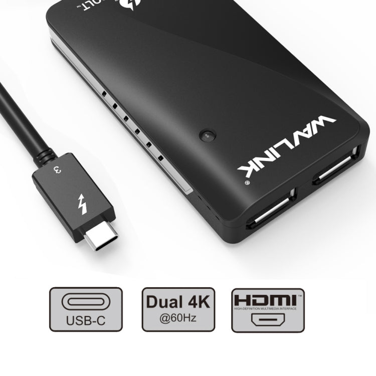 WAVLINK WL-UTA01H Adattatore splitter extender multischermo da Thunderbolt 3 a doppio HDMI Type-C, WL-UTA01H