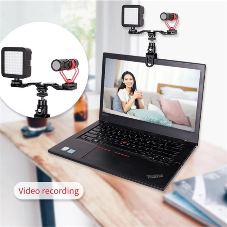 C038 Per conferenze trasmesse in diretta Supporto per luce di riempimento con clip per monitor portatile in lega di alluminio da 1/4 di vite