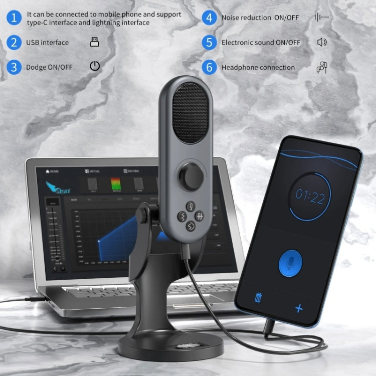Microfono cardioide da tavolo USB con riduzione del rumore JMARY MC-PW7, MC-PW7