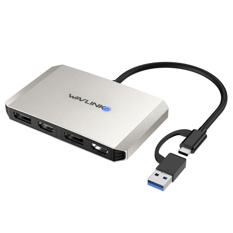 WAVLINK WL-UG69DH2 Splitter adattatore DisplayPort da USB+Tipo C a doppio monitor HD 4K