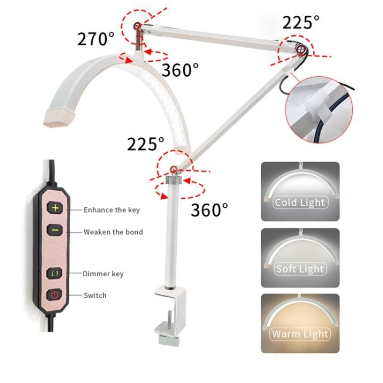 HD-M3X Per extension ciglia/tattoo/lampada per illuminazione nail art Lampada da scrivania a mezzaluna con clip da 16 pollici, US Plug, UK Plug, EU Plug, AU Plug