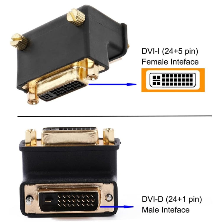 Adattatore di estensione DVI 24+5 DVI-I digitale dual link maschio-femmina ad angolo retto da 90 gradi per monitor LCD HDTV