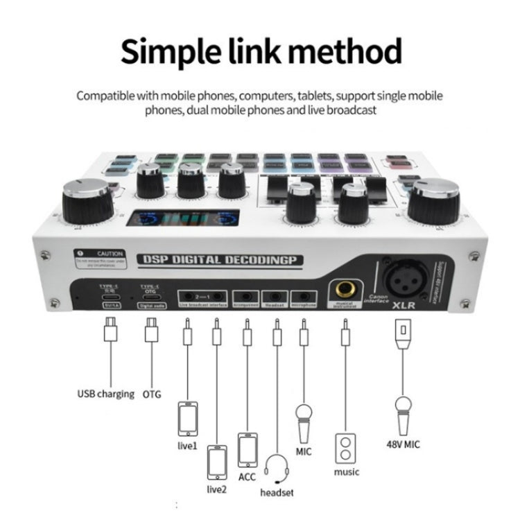 X7 48V Mixer audio trasmissione live Microfono professionale Scheda audio live, X7