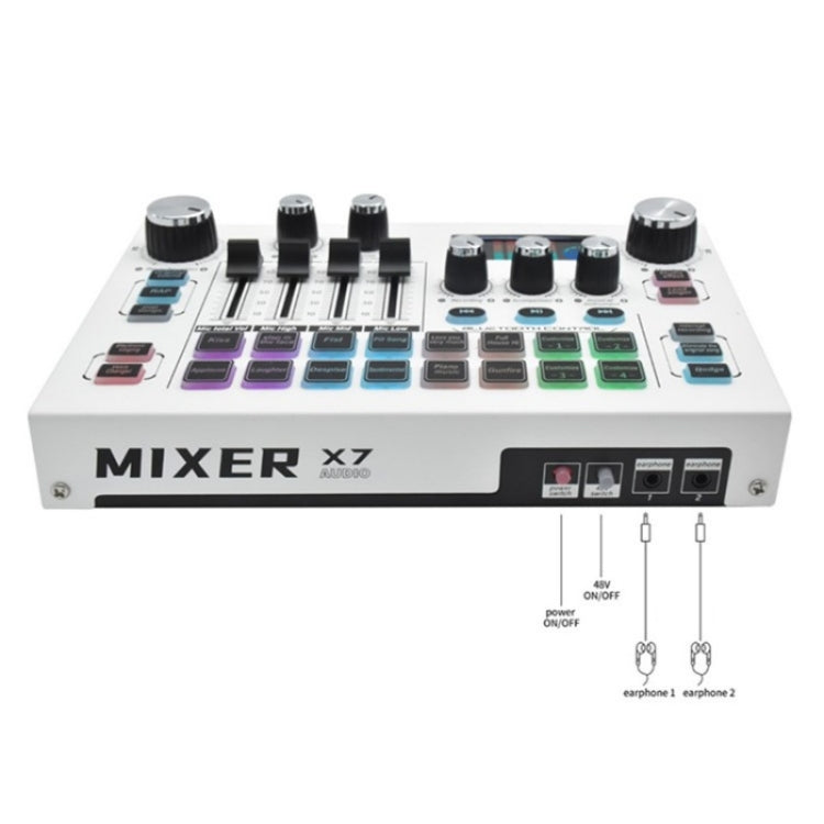 X7 48V Mixer audio trasmissione live Microfono professionale Scheda audio live, X7