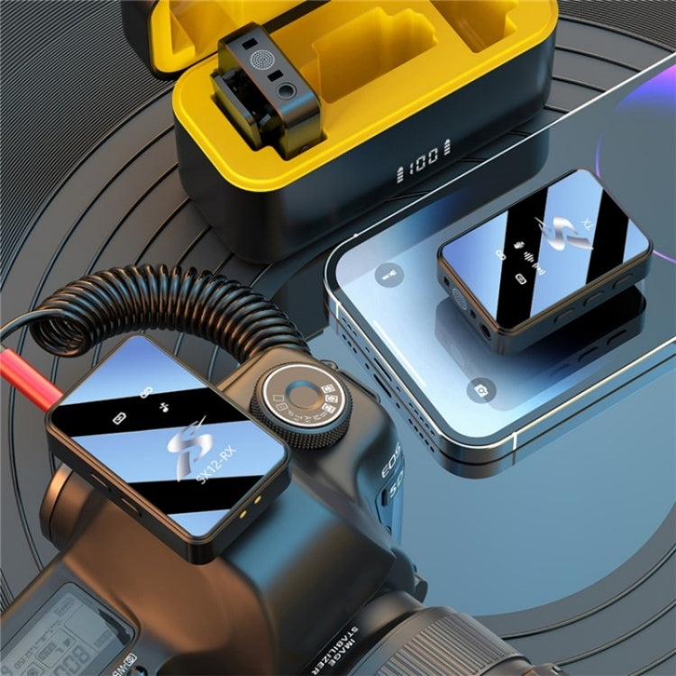 Microfono wireless clip-on lavalier SX12 con doppio microfono + ricevitore