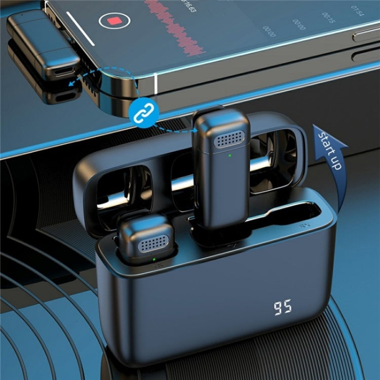 Microfono wireless lavalier K13 2 in 1 con ricevitore a 8 pin e stazione di ricarica, with 8 Pin Receiver