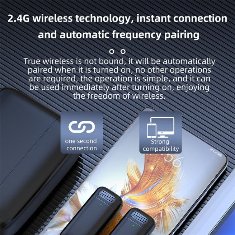 Microfono wireless lavalier K13 2 in 1 con ricevitore USB-C/Type-C e stazione di ricarica, with Type-C Receiver
