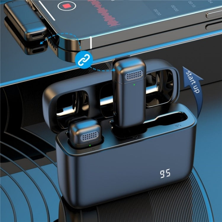 Microfono wireless lavalier K13 2 in 1 con ricevitore USB-C/Type-C e stazione di ricarica, with Type-C Receiver
