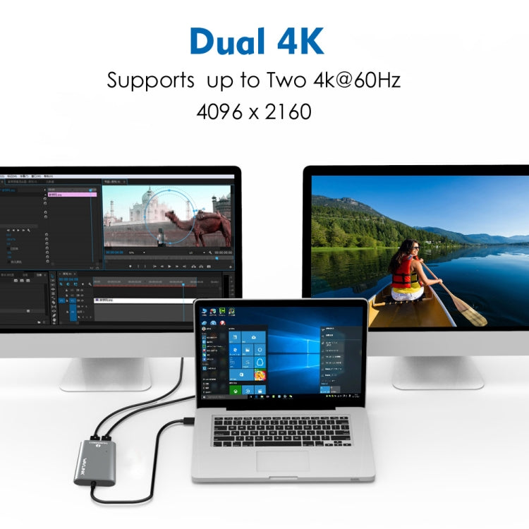 WAVLINK UTA21D DP 4K/5K/8K Video Thunderbolt 3 da tipo C a doppio adattatore DisplayPort, UTA21D
