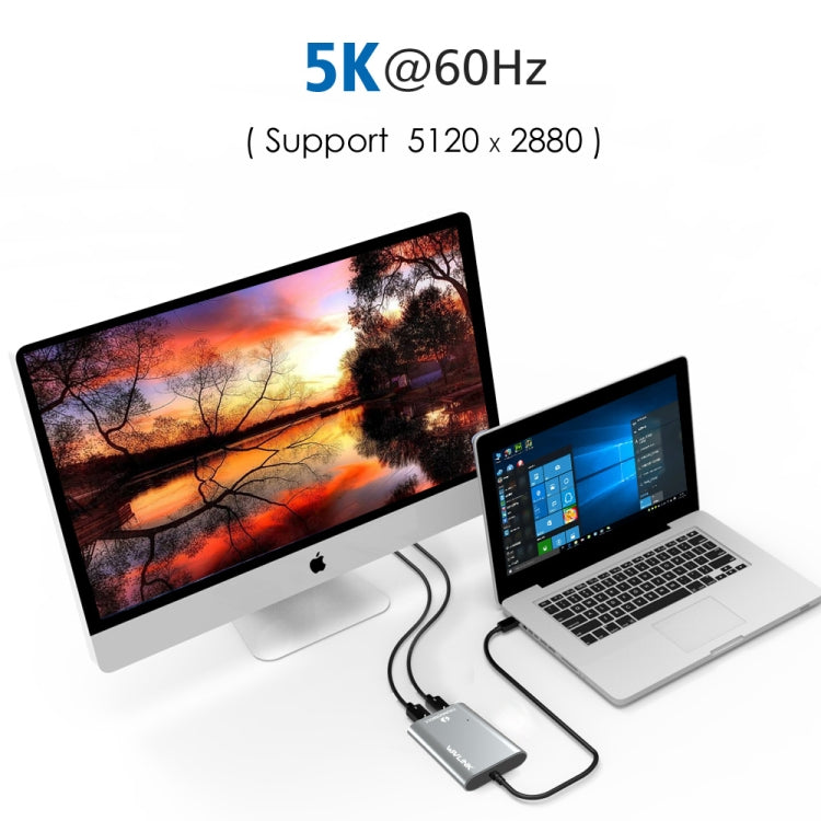 WAVLINK UTA21D DP 4K/5K/8K Video Thunderbolt 3 da tipo C a doppio adattatore DisplayPort, UTA21D