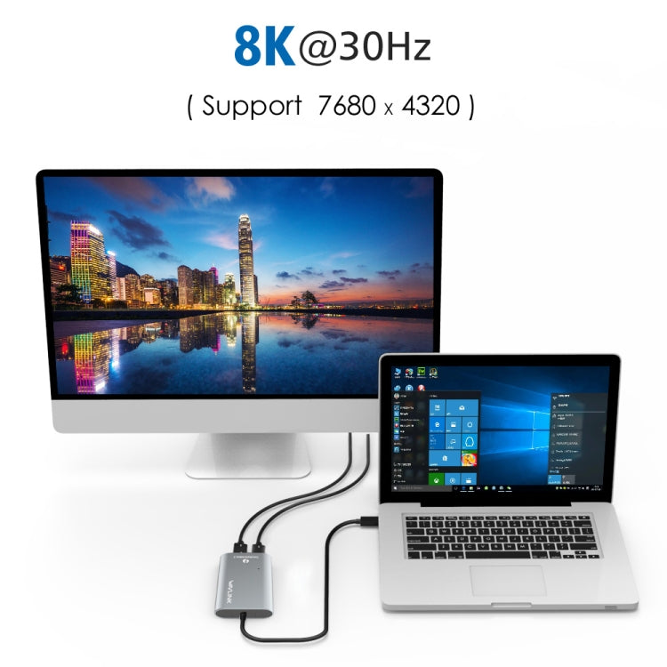 WAVLINK UTA21D DP 4K/5K/8K Video Thunderbolt 3 da tipo C a doppio adattatore DisplayPort, UTA21D