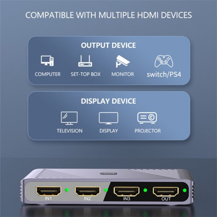 Q803 Per TV/Monitor/Fotocamera Convertitore switch 8K HDMI 3-in-1-out con porta USB-C 5V, Q803