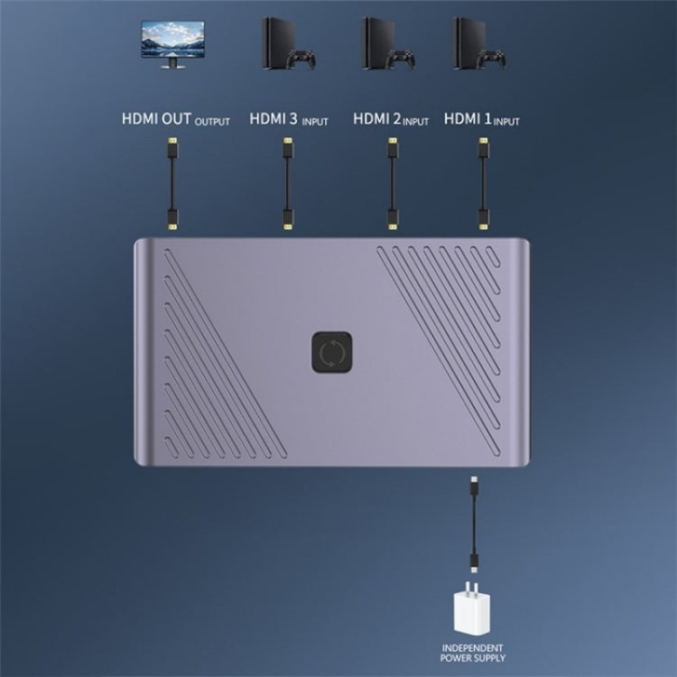 Q803 Per TV/Monitor/Fotocamera Convertitore switch 8K HDMI 3-in-1-out con porta USB-C 5V, Q803
