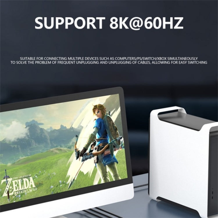 Q803 Per TV/Monitor/Fotocamera Convertitore switch 8K HDMI 3-in-1-out con porta USB-C 5V, Q803