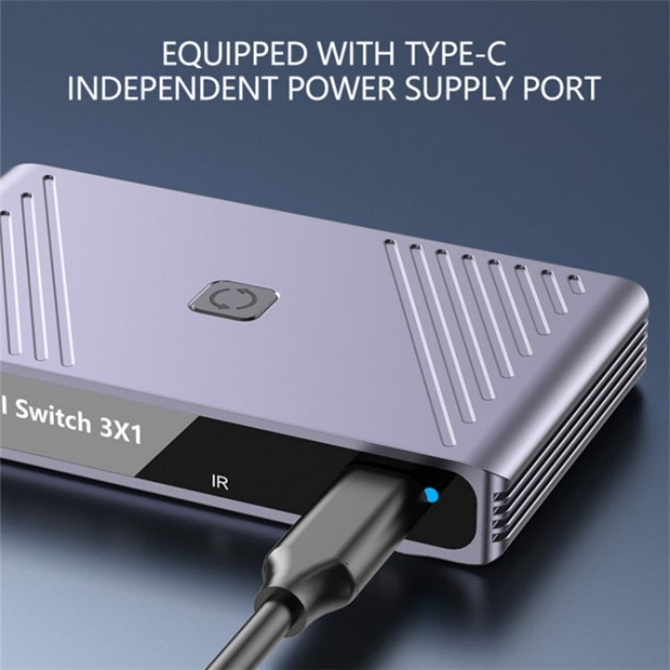 Q803 Per TV/Monitor/Fotocamera Convertitore switch 8K HDMI 3-in-1-out con porta USB-C 5V, Q803