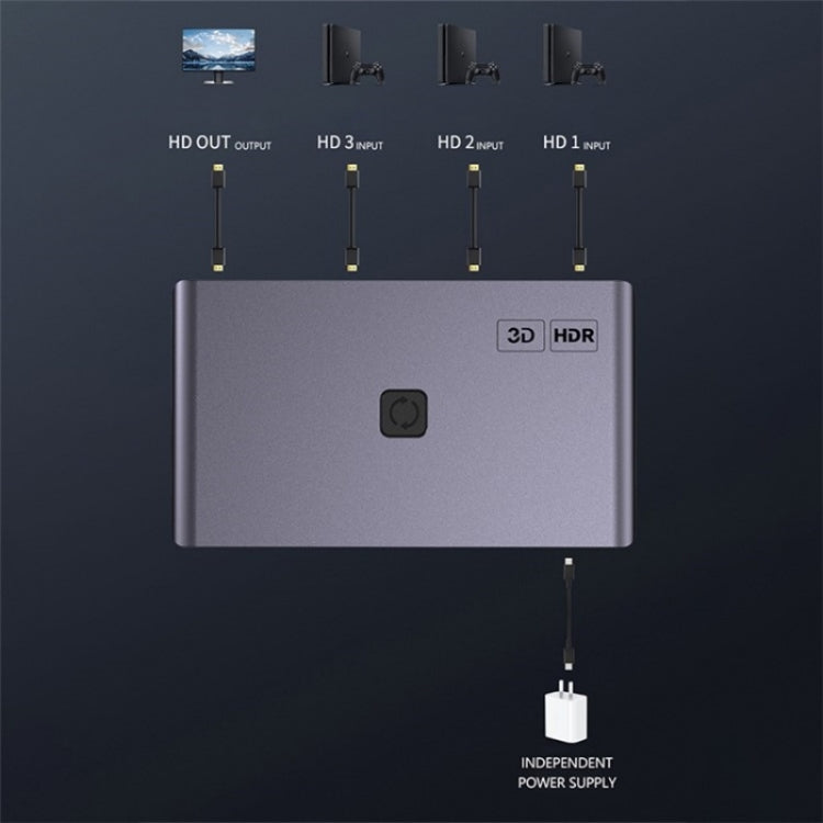 Q301 4K / 60 Hz HD Video Adattatore in lega di alluminio 3 ingressi 1 uscita HDMI Switcher